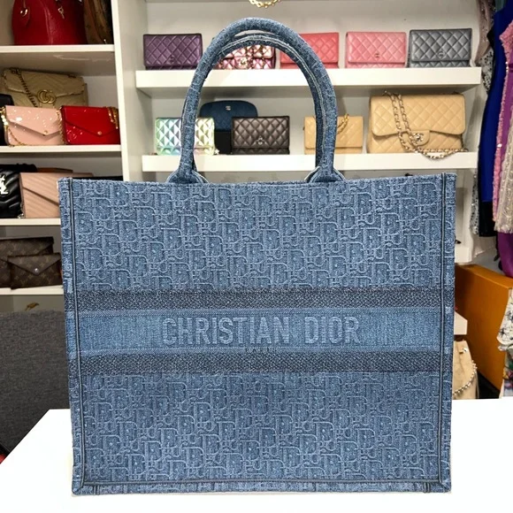 DIOR oblique LARGE book tote denim - Picture 2 of 10